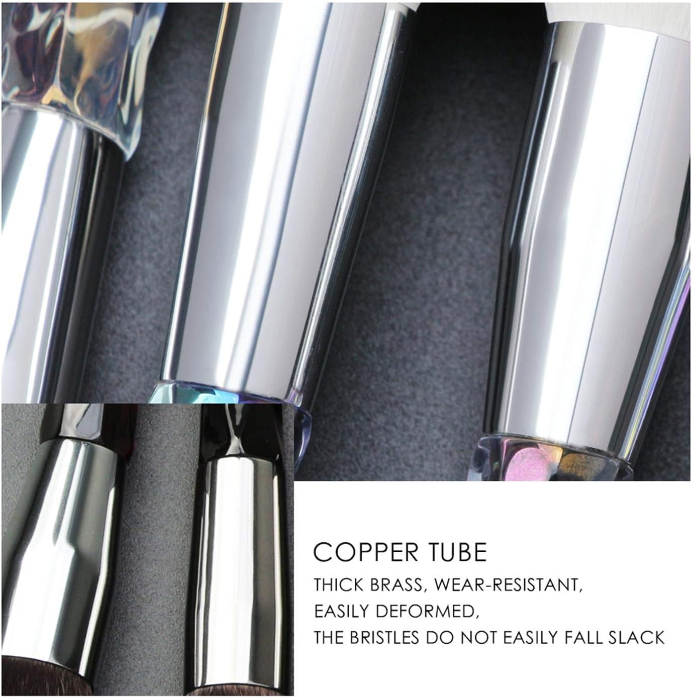 Makeup Brushes Crystal Handle Set,  10 PCS Crystal Transparent Handle Kabuki Powder Foundation Brush Concealer Eye Shadow Eyeliner Eyebrow Brush (Green) (White)